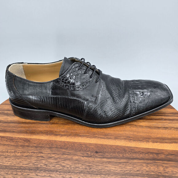 Authentic David Eden black crocodile & lizard skin oxford derbys vintage shoes 9 David Eden | Shoes | David Eden Crocodile Lizard Derby  main image 2